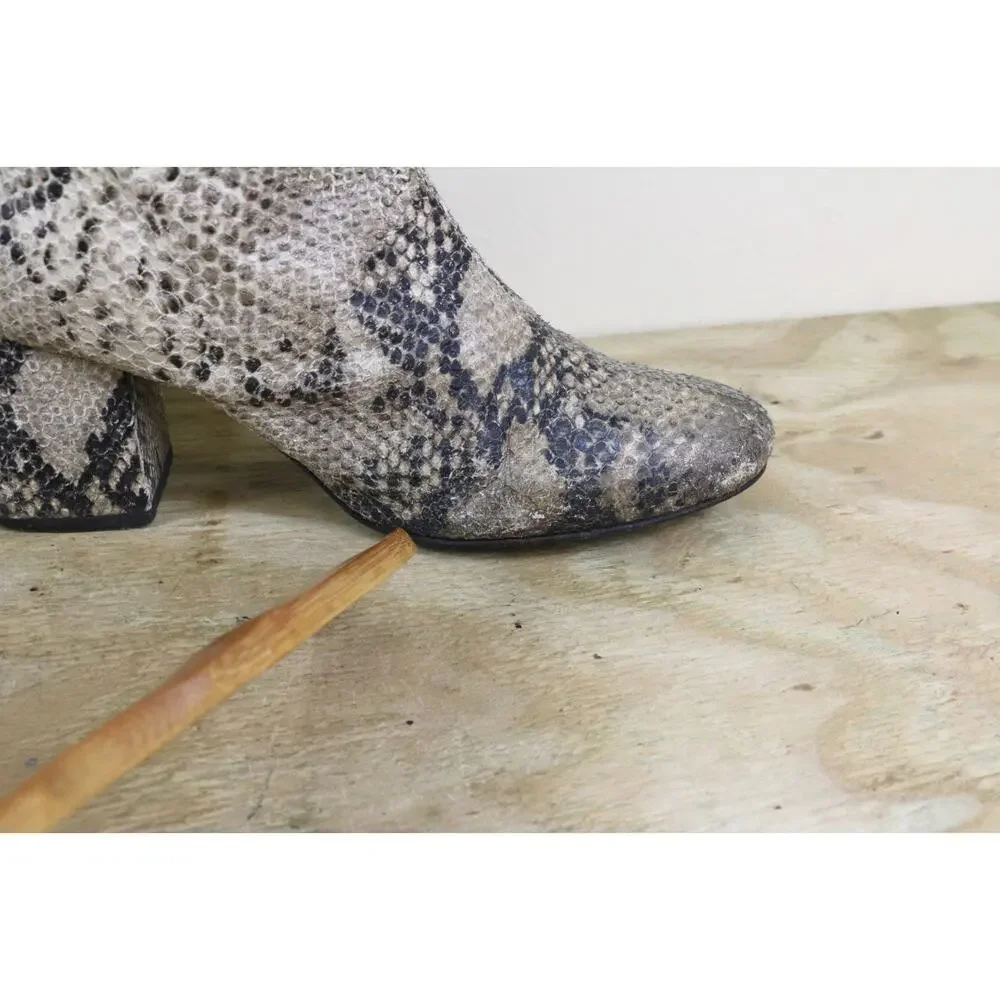 Free People Boots 6.5 Brown Snake Print Leather Cecile Ankle bootie Boho